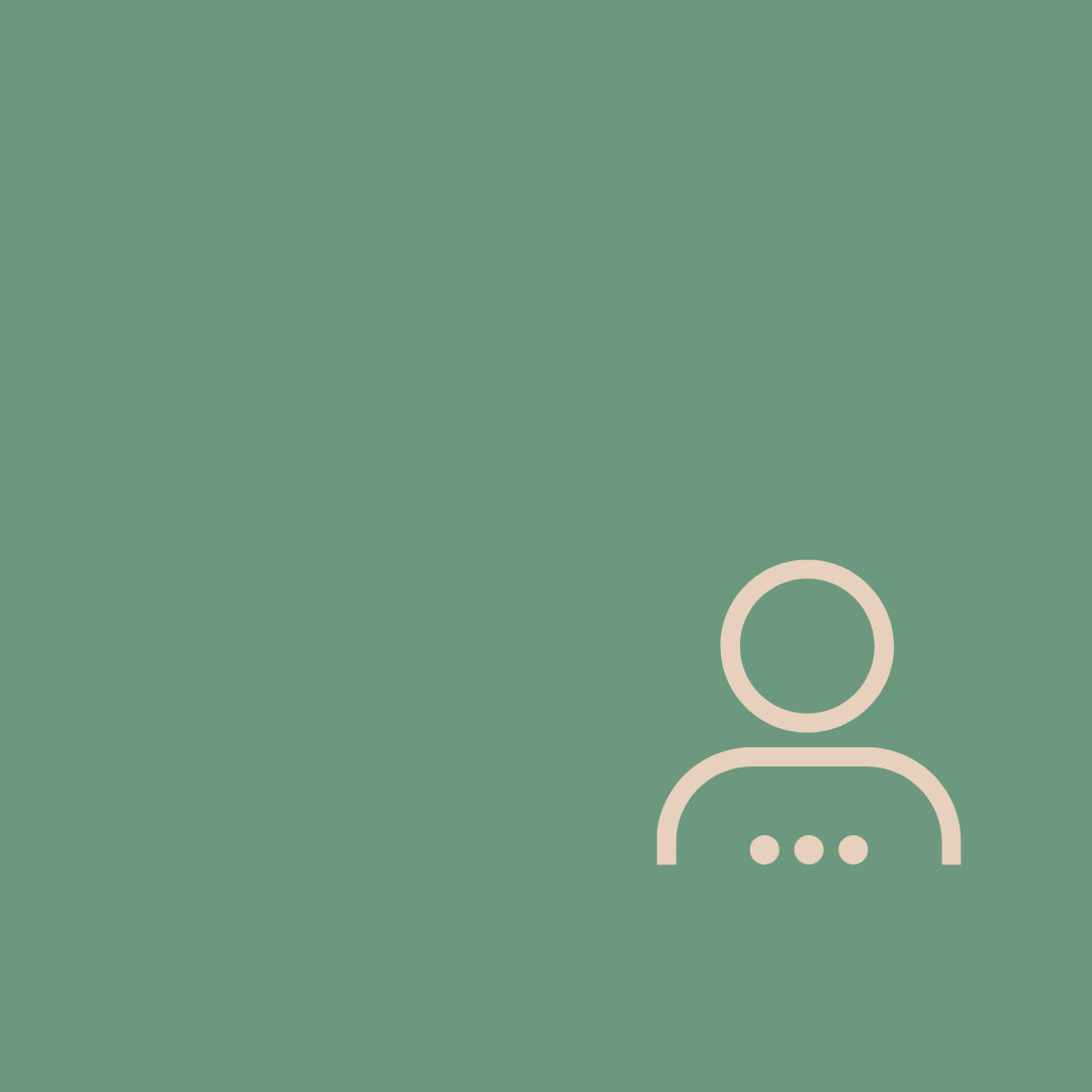 minimal person outline icon on sage green background