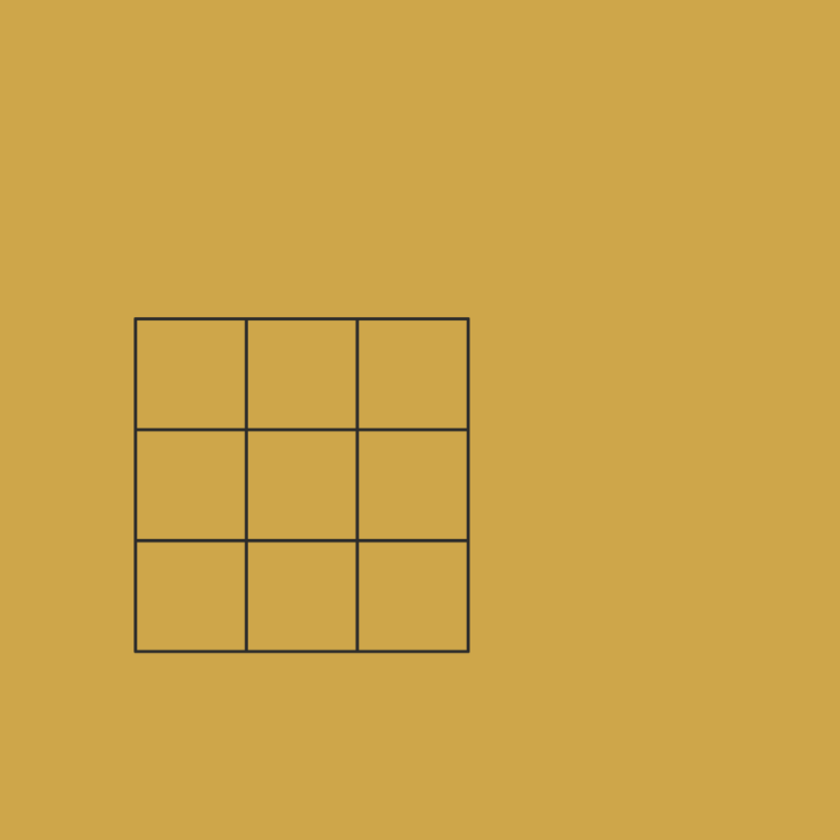 three by three grid icon on gold background representing website content strategy