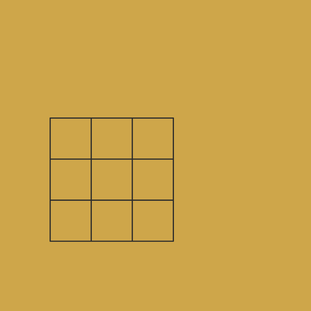 three by three grid icon on gold background representing website content strategy
